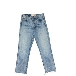 AMO Blue Jeans 26 Wanderer Loverboy Relaxed Straight Leg Frayed Hem